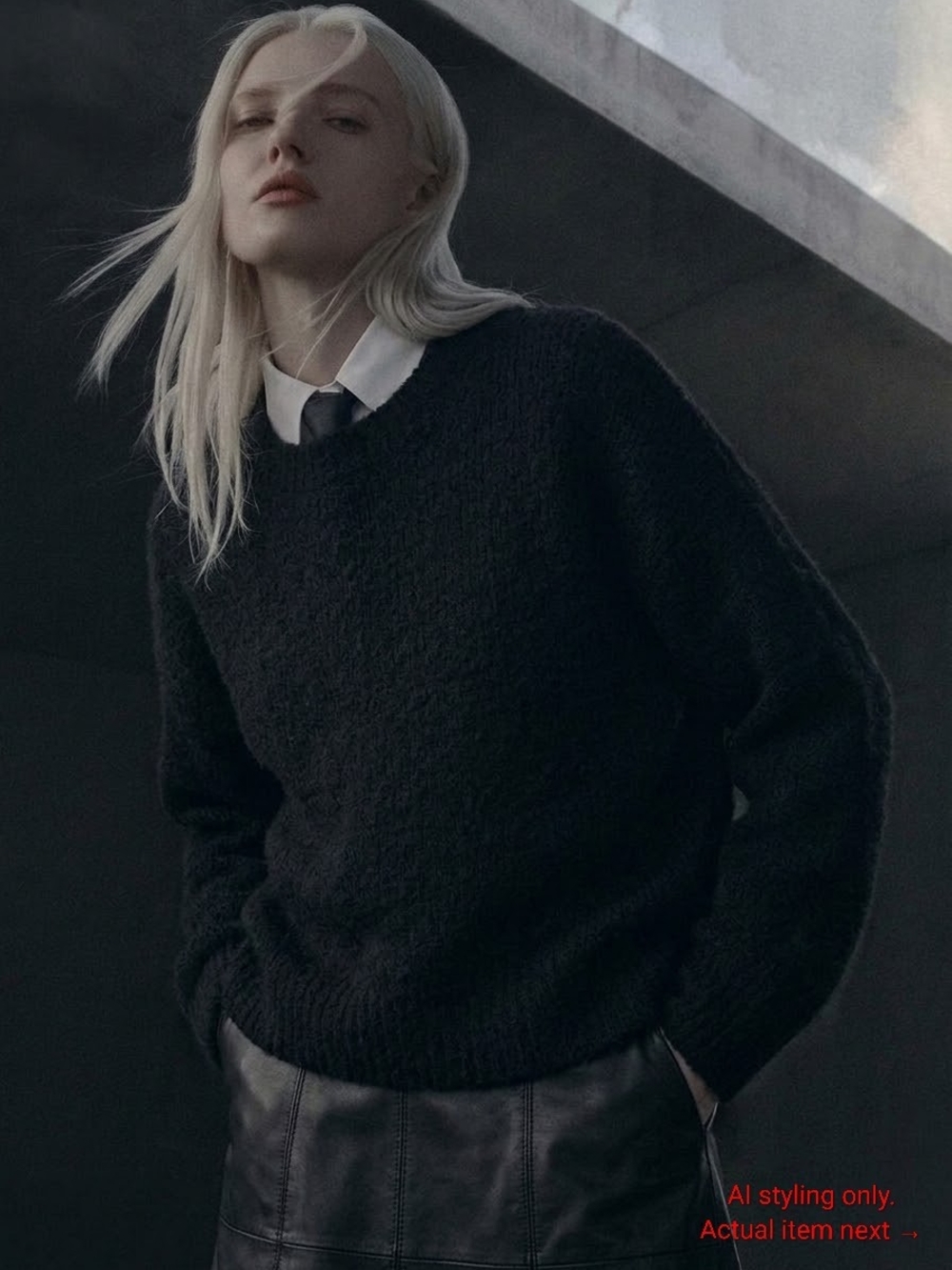 Zara Knit Black Crewneck Sweater - Soft Textured Knit